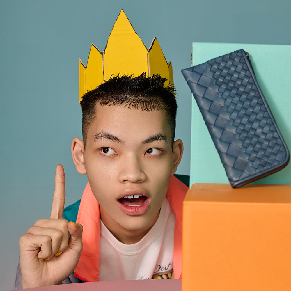 <Arukan F> kasane L Zip Long Wallet / Navy