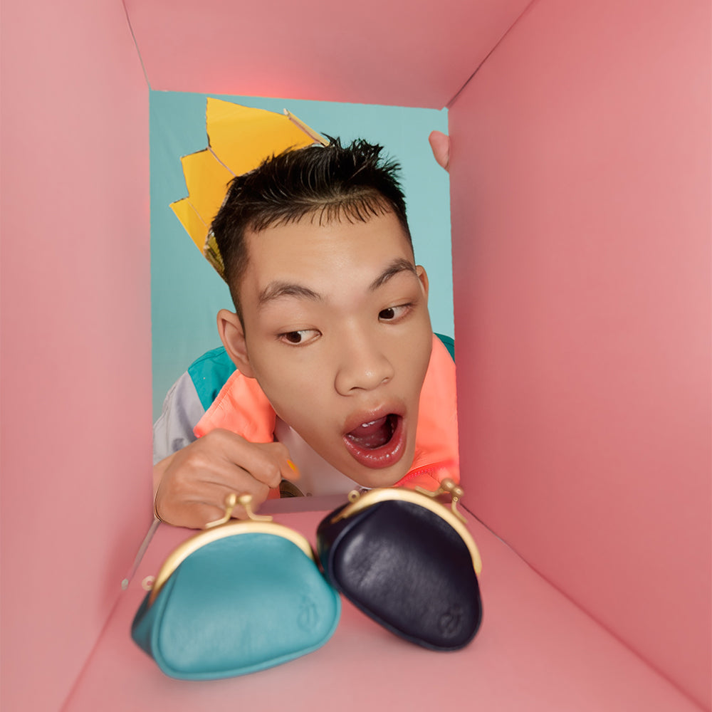 ＜Kiichi＞ 口金包(S) / 藍色