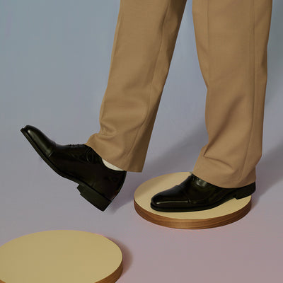 ＜KITAJIMA＞牛皮尖頭橫紋鞋 增高6公分 No.1301/黑色