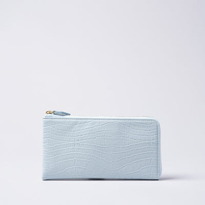 <Nomura Seisakusho> L Zipper Long Wallet (Crocodile Embossed) / Pale Blue