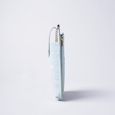 <Nomura Seisakusho> Smartphone Pouch (Croc Embossed) / Pale Blue