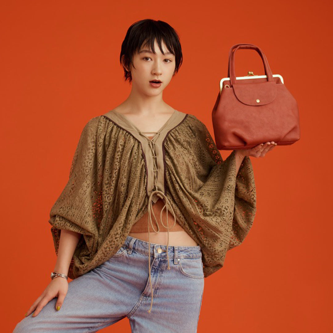 ＜キソラ＞トミー 口金ミニトート ショルダー/ORG (オレンジ)