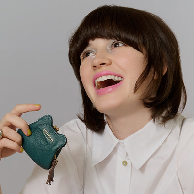 ＜aoneco＞迷你口金式收納包/藍綠色