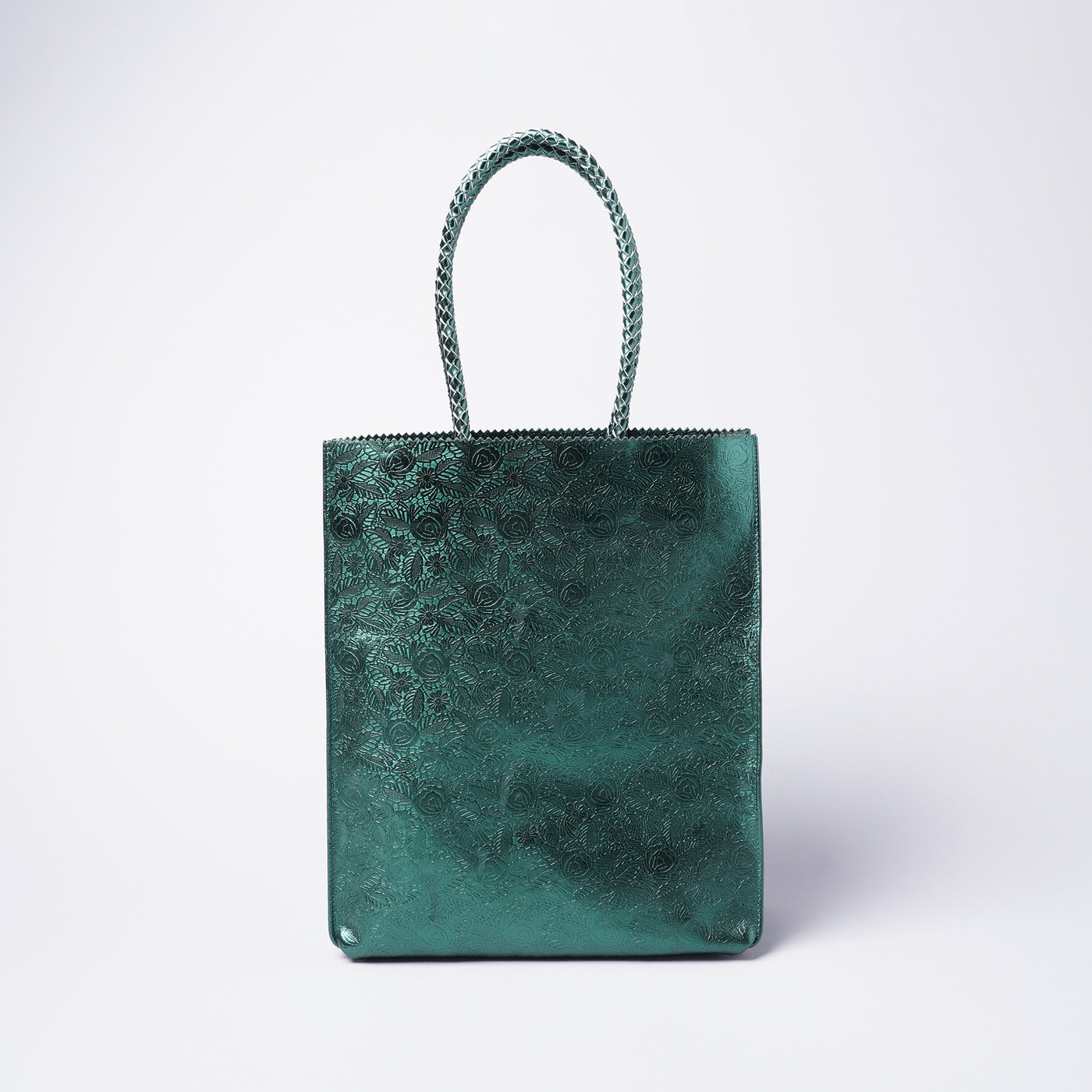 <Coquette> Leather Tote (small floral print) / Silver