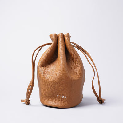 <LEZALI> Embossed Leather Draw String Mini Bag / Gold