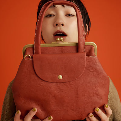 ＜キソラ＞トミー 口金ミニトート ショルダー/ORG (オレンジ)