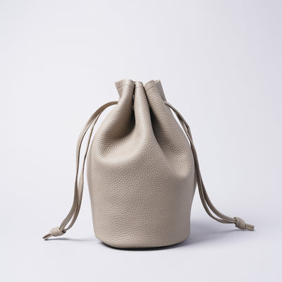 <LEZALI> Embossed Leather Drawstring Mini Bag / Black