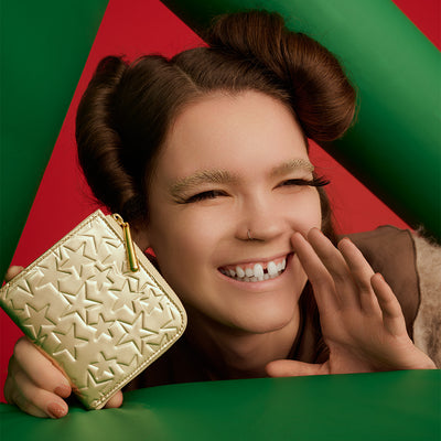 ＜Coquette＞Etoile L型拉鏈迷你錢包/金色