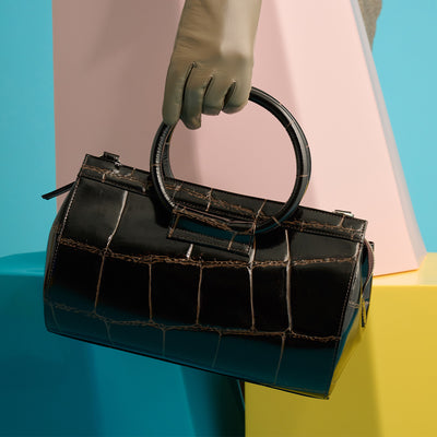 Prima Borsa 圓筒形斜背包/巧克力色