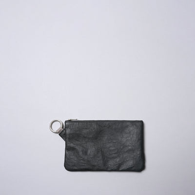 <SENTI FLATTER THE SENSES> Super Lightweight Dyneema Leather Ring Pouch L/ All Black
