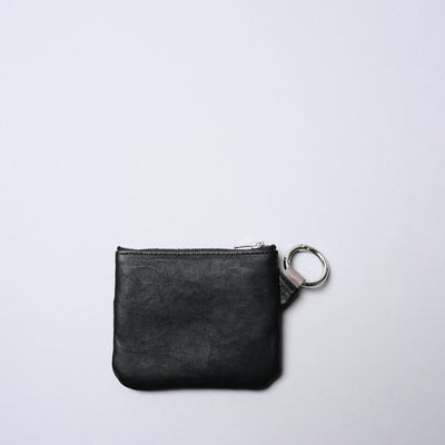 <SENTI FLATTER THE SENSES> Super Lightweight Dyneema Leather Double Zip Pouch / Black