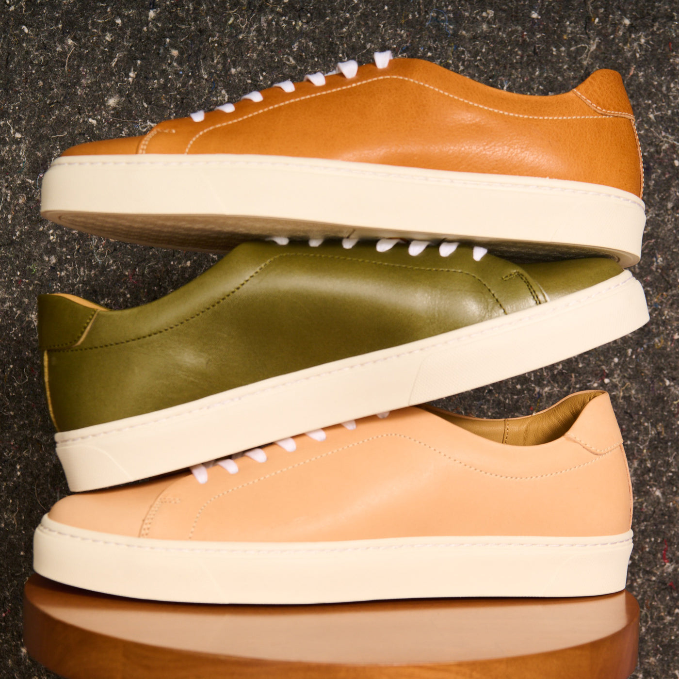 ＜TOSS> Chester lace-up leather sneakers,  Tanned Tochigi leather / natural