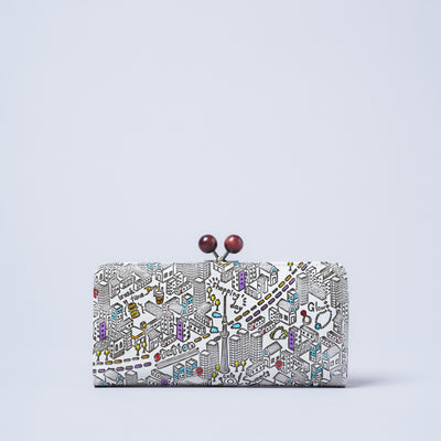 <kissora> Yuzen Bunko Kiss Lock Long Wallet / TOKYO (White)