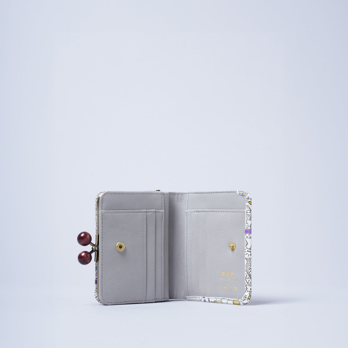 ＜キソラ＞友禅文庫 がま口 ハーフウォレット/TOKYO (ホワイト)