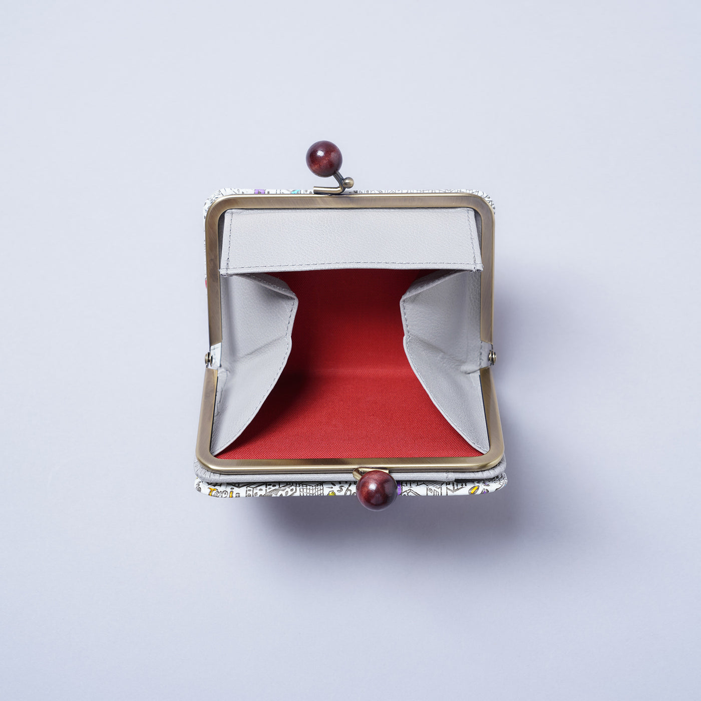 ＜キソラ＞友禅文庫 がま口 ハーフウォレット/TOKYO (ホワイト)