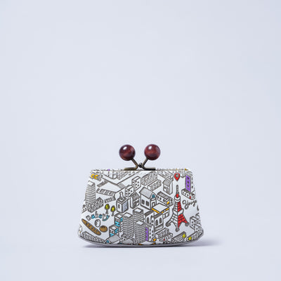 <kissora> Yuzen Bunko Kiss Lock Mini Wallet / TOKYO (White)