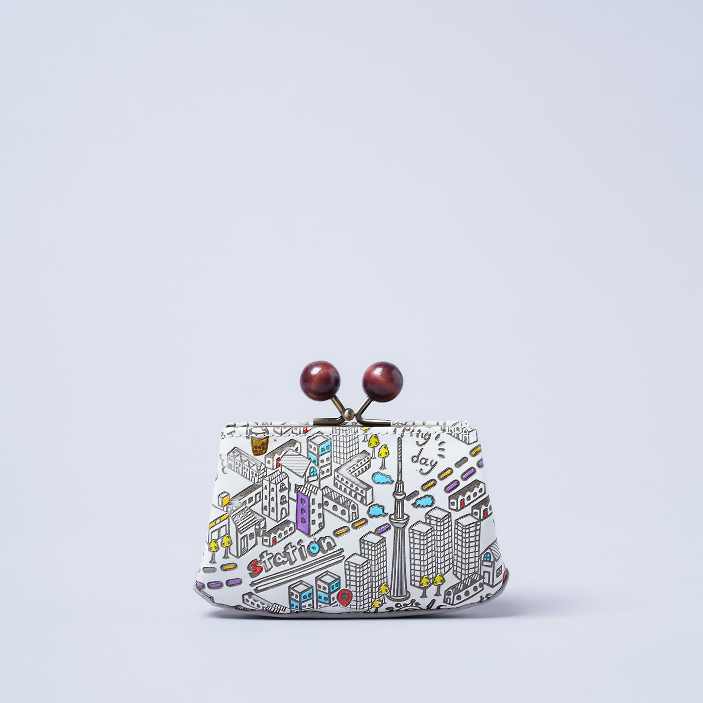 <kissora> Yuzen Bunko Kiss Lock Mini Wallet / TOKYO (White)