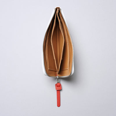 ＜ヌメリ＞ソッティ バイカラー L字長財布/ホワイト×レッド