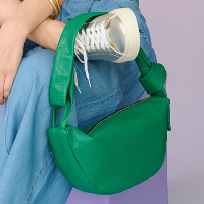 <bell la bell>  Italian Leather Half Moon Bag / Green