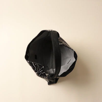 ＜estine＞ Spla系列 - 皮革三角hobo包 / 黑色