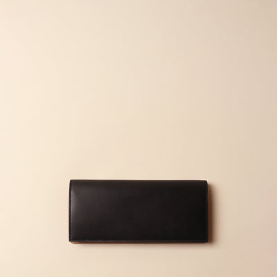 <FLATHORITY> Water-dyed oil cordovan long wallet with coin purse / black