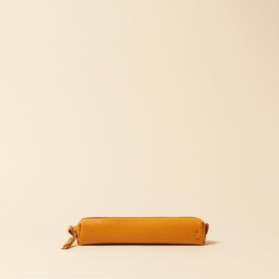 ＜Kiichi＞ 皮革拉鏈式筆袋 / 焦糖色