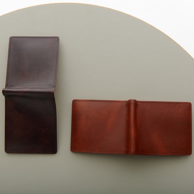<CYPRIS> White Shirasagi leather billfold with box coin purse / brown